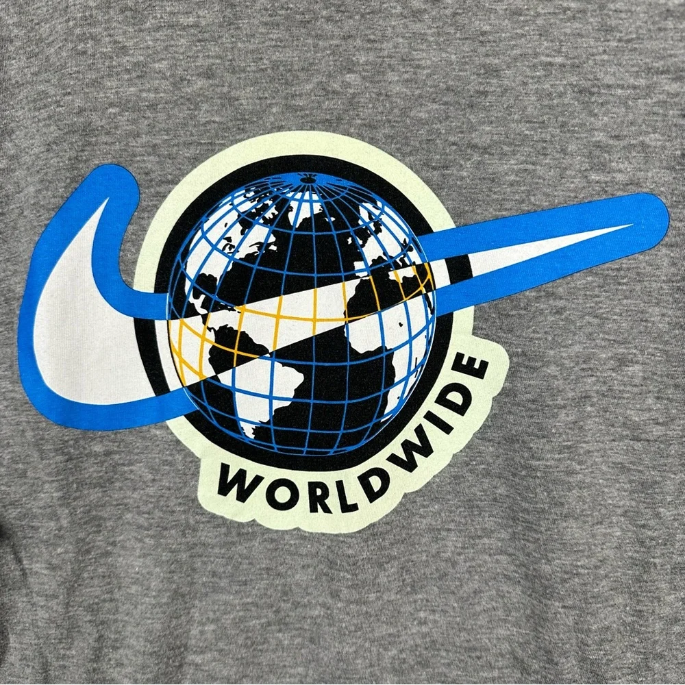 Nike Worldwide Pack Swoosh Logo T-Shirt Gray Mens Size XL